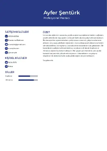 Pastacı Cv Örnekleri cv indir